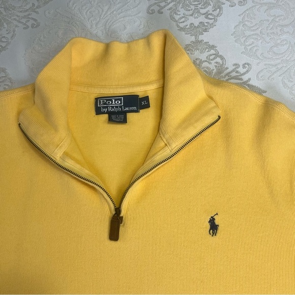 Polo Ralph Lauren Quarter 1/4 Zip 100% Cotton Butter Yellow Pullover Size XL - Picture 2 of 11